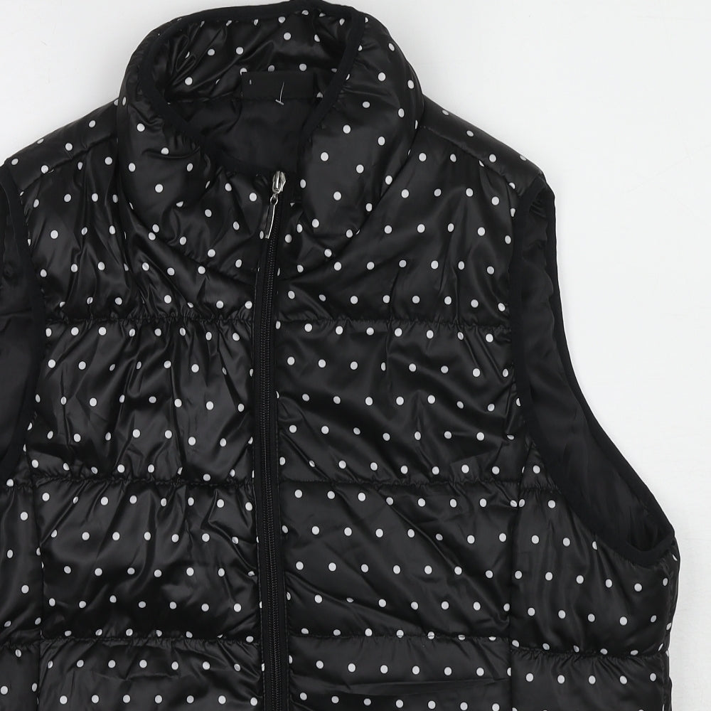 Janina Womens Black Polka Dot Gilet Jacket Size 18 Zip