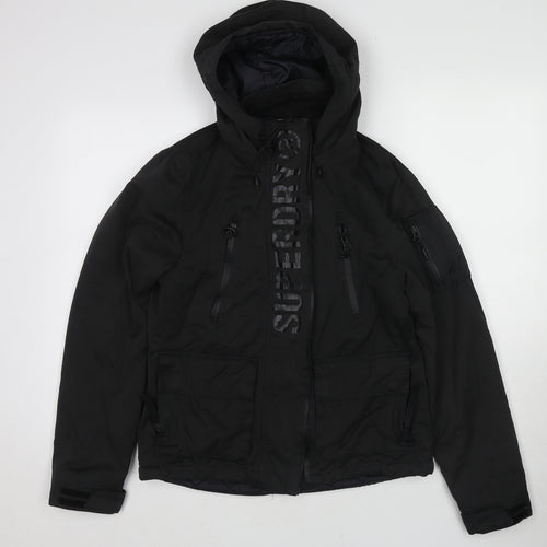 Superdry Womens Black Windbreaker Jacket Size 10 Zip