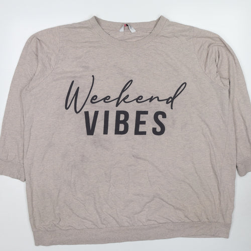 Yours Womens Beige Cotton Pullover Sweatshirt Size 26 Pullover - Weekend vibes, size 26-28