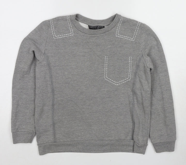 Topshop Womens Grey Cotton Pullover Sweatshirt Size 8 Pullover