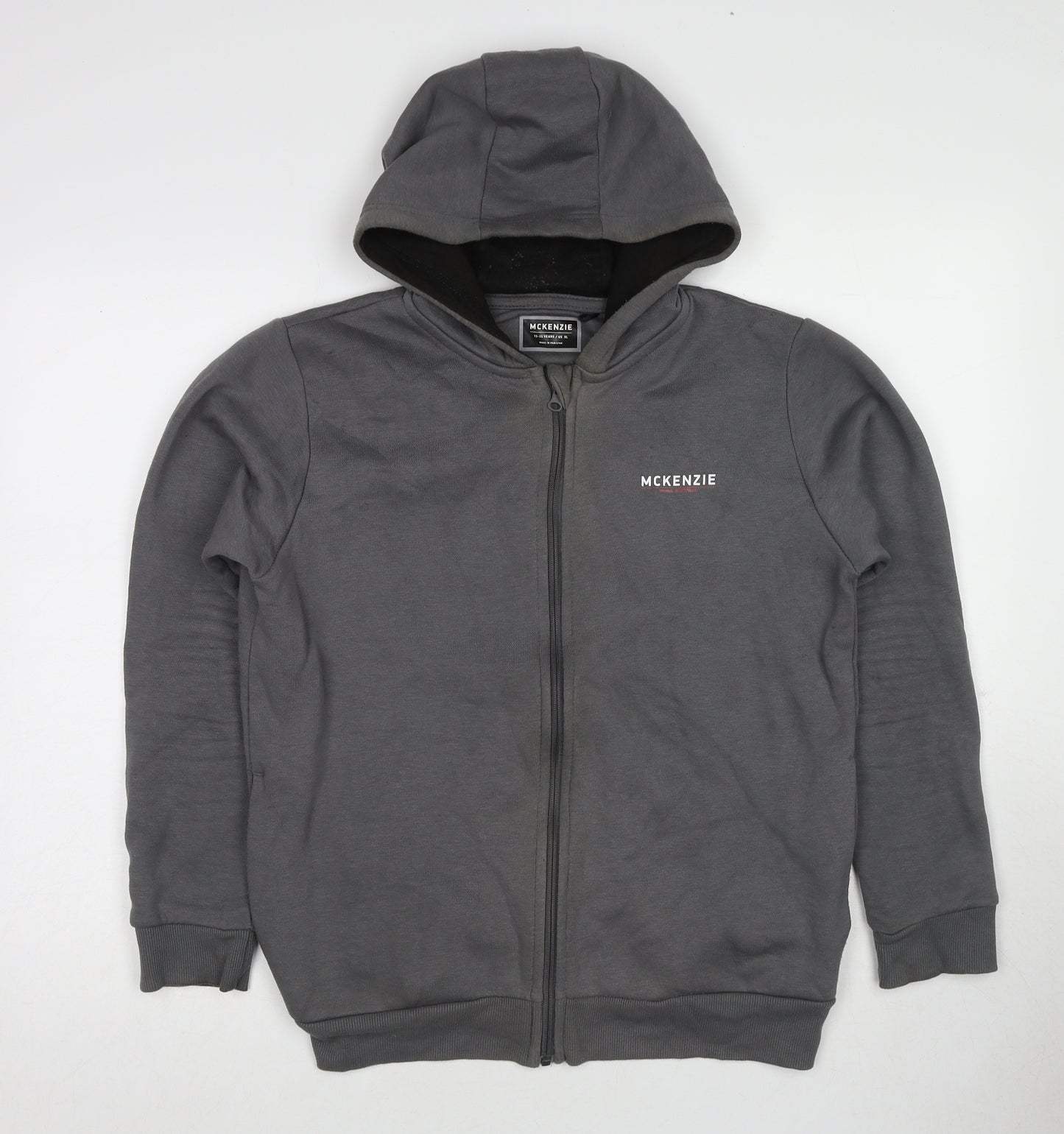 McKenzie Boys Grey Cotton Full Zip Hoodie Size 13-14 Years Zip - Size 13-15 Years