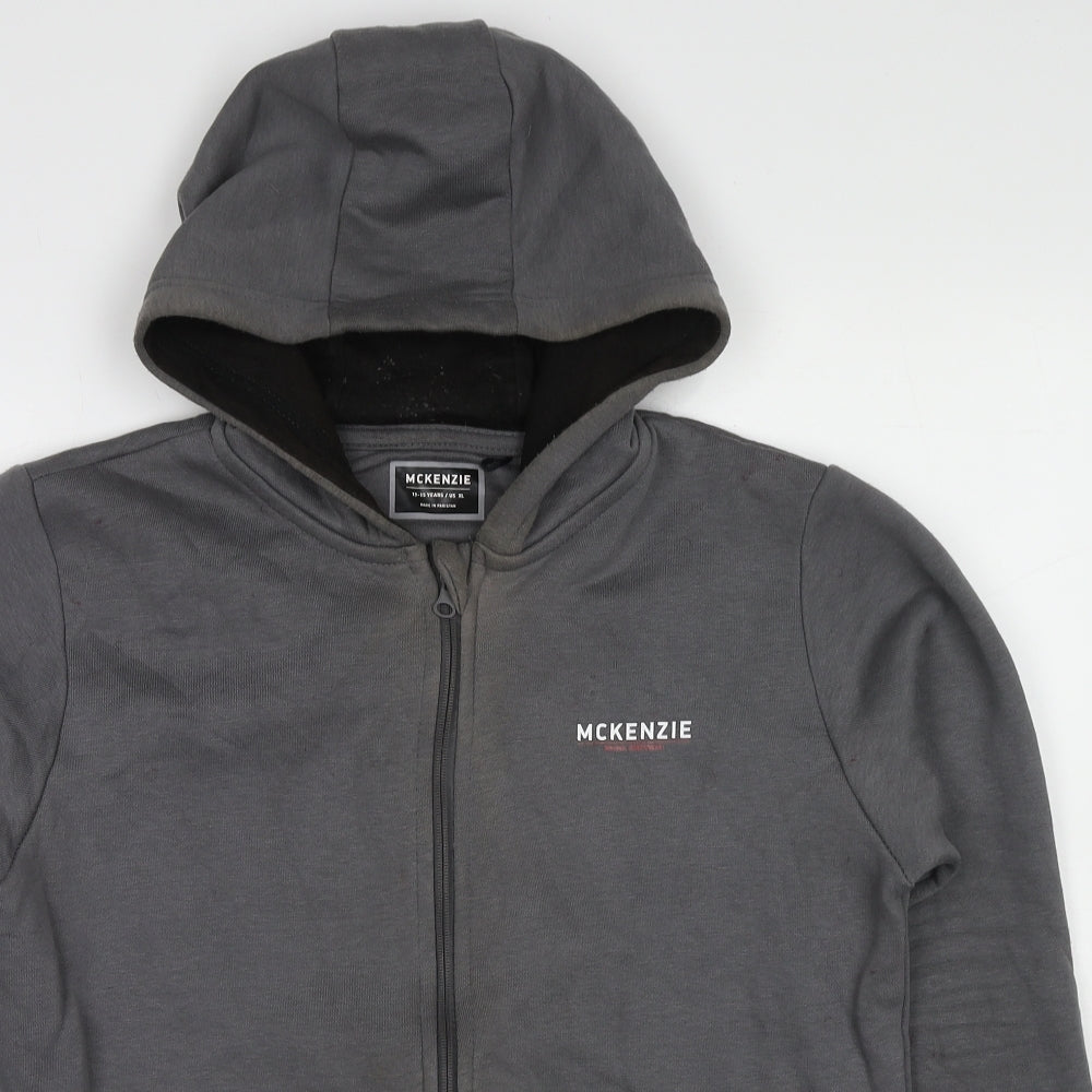 McKenzie Boys Grey Cotton Full Zip Hoodie Size 13-14 Years Zip - Size 13-15 Years