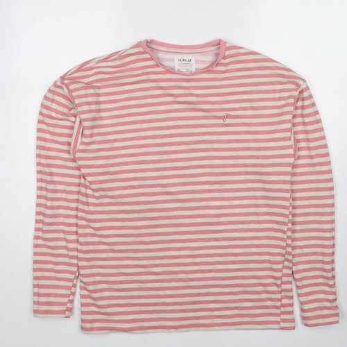 Fairplay Womens Pink Striped Cotton Pullover Sweatshirt Size M Pullover