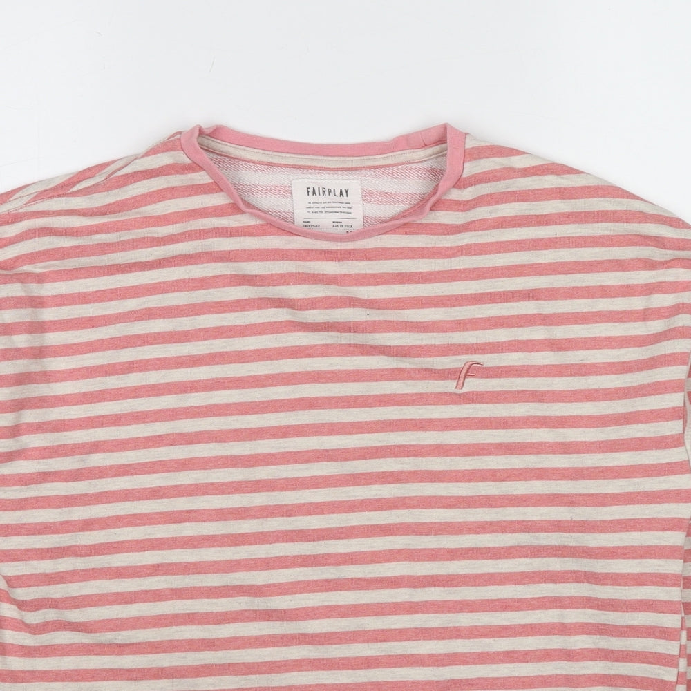 Fairplay Womens Pink Striped Cotton Pullover Sweatshirt Size M Pullover