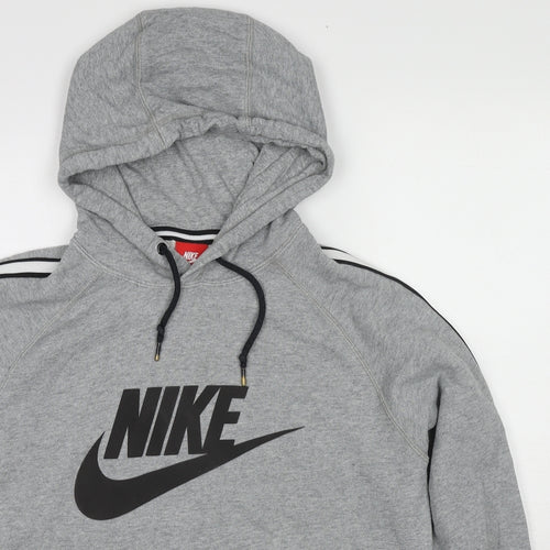 Nike Womens Grey Cotton Pullover Hoodie Size XL Pullover