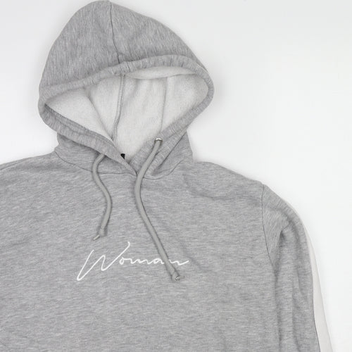 Boohoo Womens Grey Colourblock Cotton Pullover Hoodie Size 14 Pullover - Woman