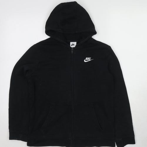 Nike Boys Black Cotton Full Zip Hoodie Size 13-14 Years Zip - Size 13-15 Years