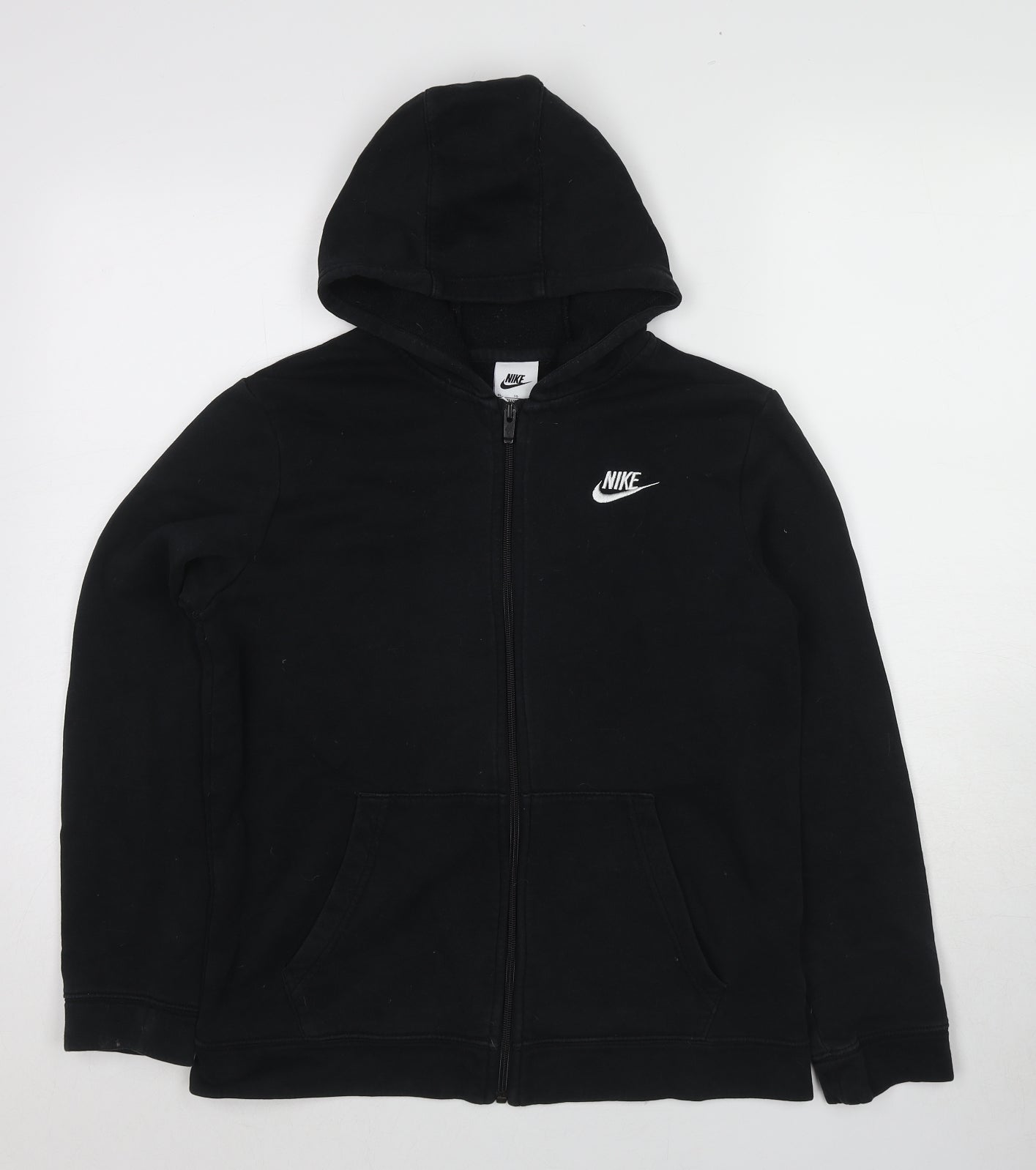 Nike Boys Black Cotton Full Zip Hoodie Size 13-14 Years Zip - Size 13-15 Years