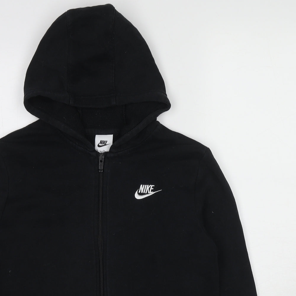 Nike Boys Black Cotton Full Zip Hoodie Size 13-14 Years Zip - Size 13-15 Years