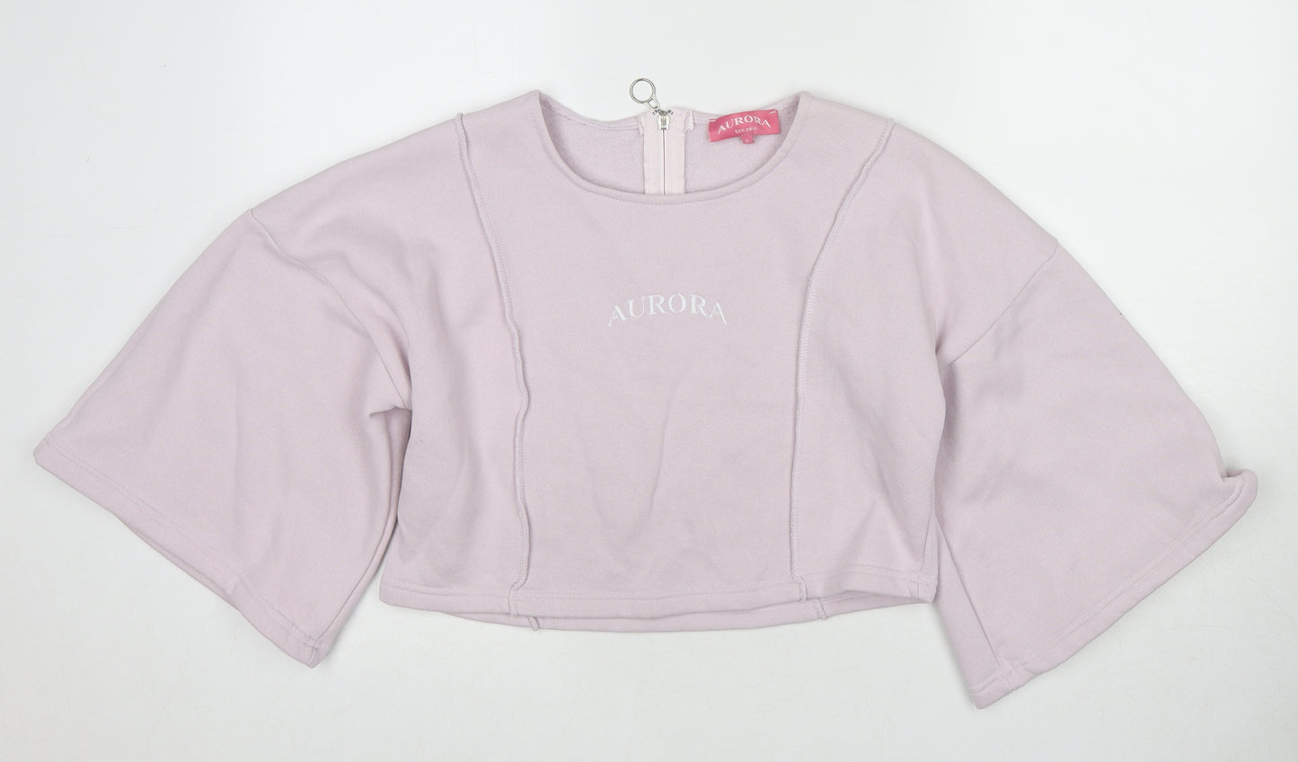 Aurora Womens Pink Cotton Pullover Sweatshirt Size XL Zip