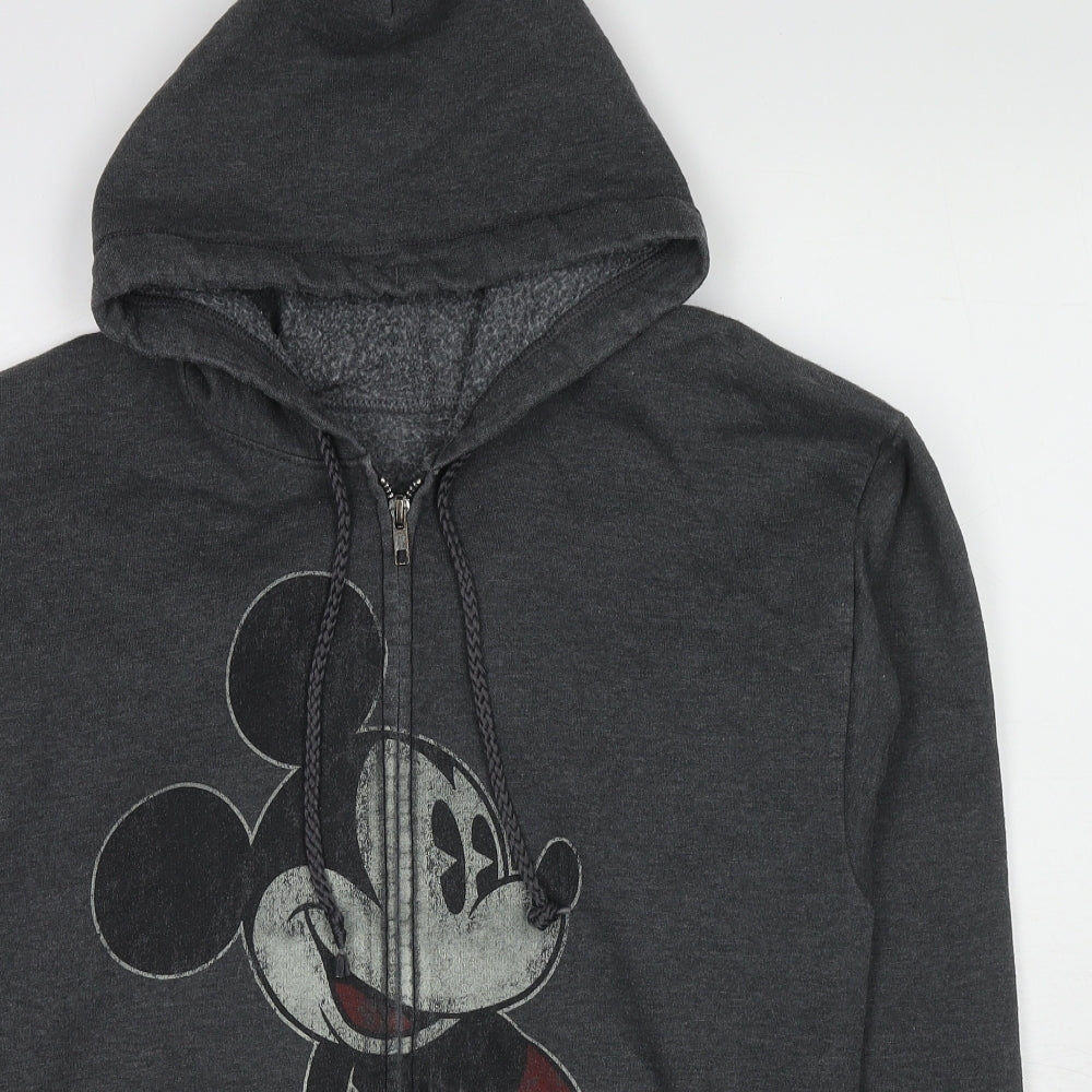 Disney Mens Grey Polyester Full Zip Hoodie Size M - Mickey Mouse