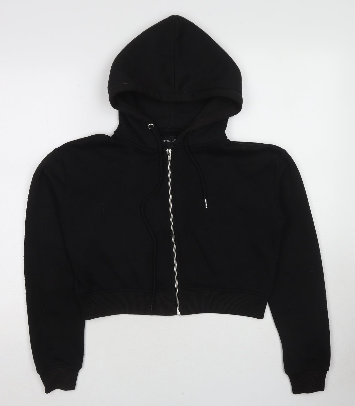 PRETTYLITTLETHING Womens Black Polyester Full Zip Hoodie Size S Zip