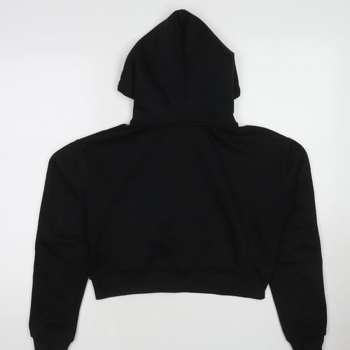 PRETTYLITTLETHING Womens Black Polyester Full Zip Hoodie Size S Zip