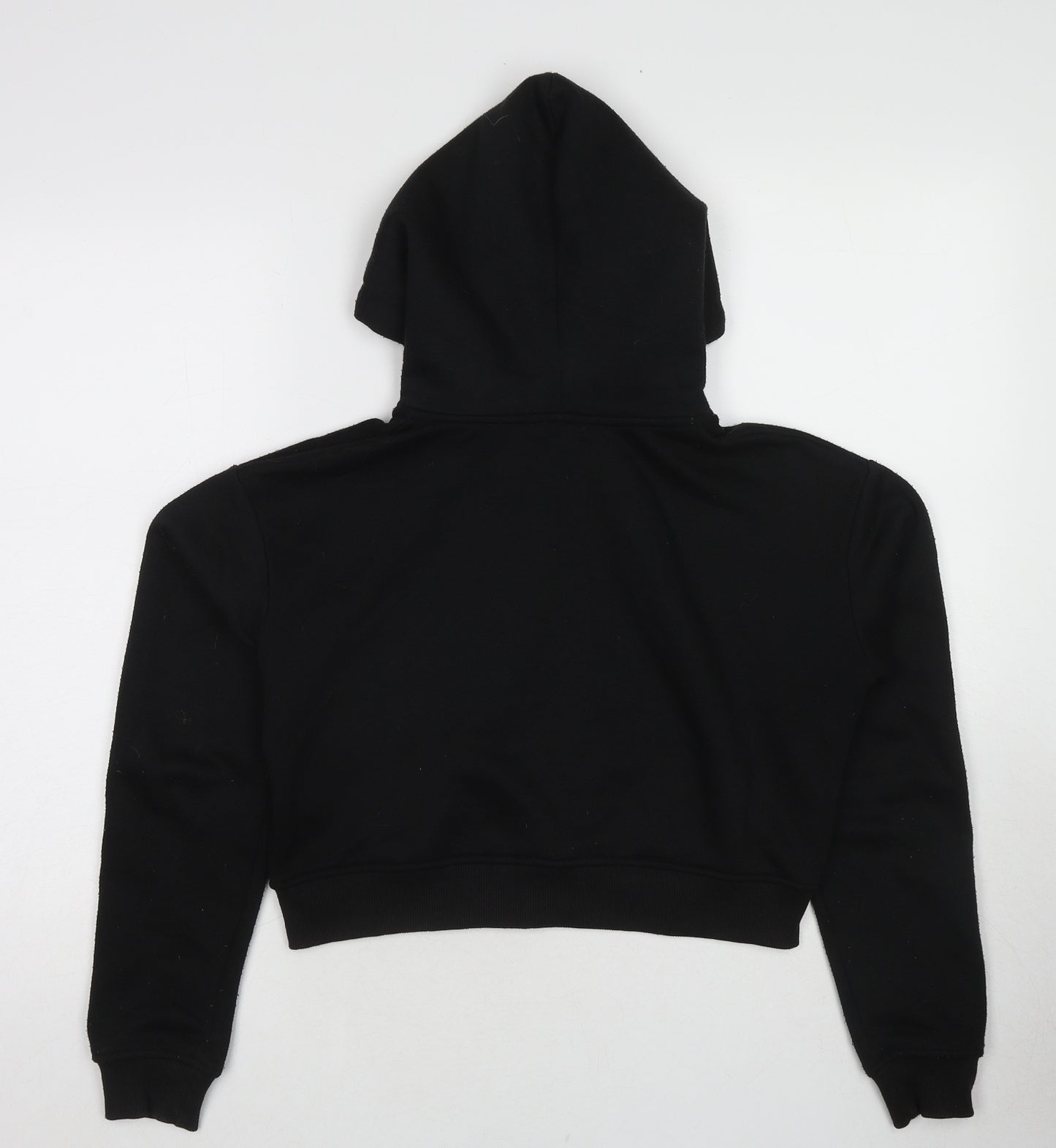 PRETTYLITTLETHING Womens Black Polyester Full Zip Hoodie Size S Zip