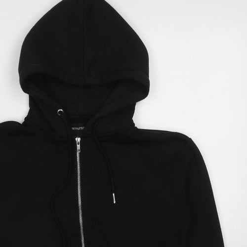 PRETTYLITTLETHING Womens Black Polyester Full Zip Hoodie Size S Zip