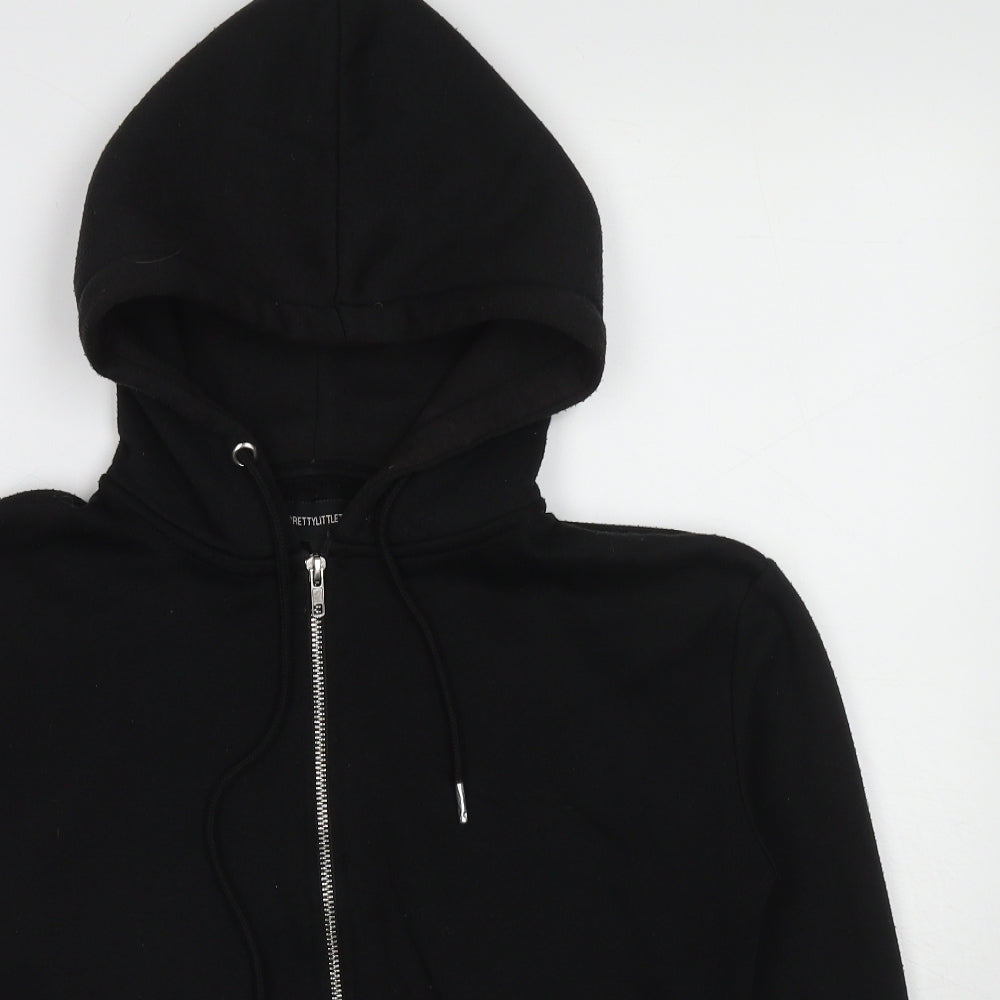PRETTYLITTLETHING Womens Black Polyester Full Zip Hoodie Size S Zip