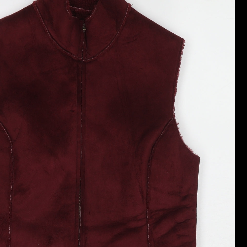 Free Form Plus Womens Red Gilet Jacket Size 14 Zip - Size 14-16