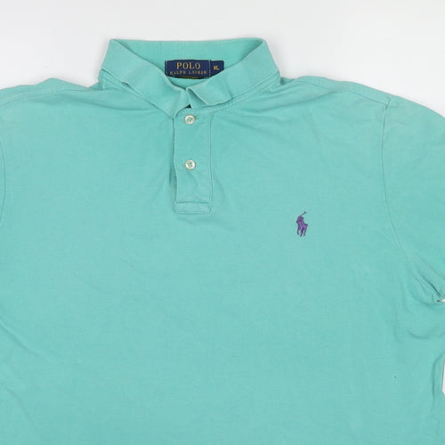 Polo Ralph Lauren Mens Blue Cotton Polo Size XL Collared Button