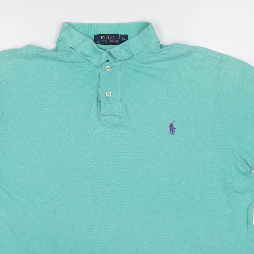 Polo Ralph Lauren Mens Blue Cotton Polo Size XL Collared Button