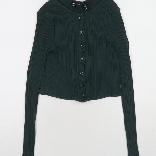 ASOS Womens Green Round Neck Cotton Cardigan Jumper Size 8
