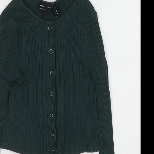 ASOS Womens Green Round Neck Cotton Cardigan Jumper Size 8