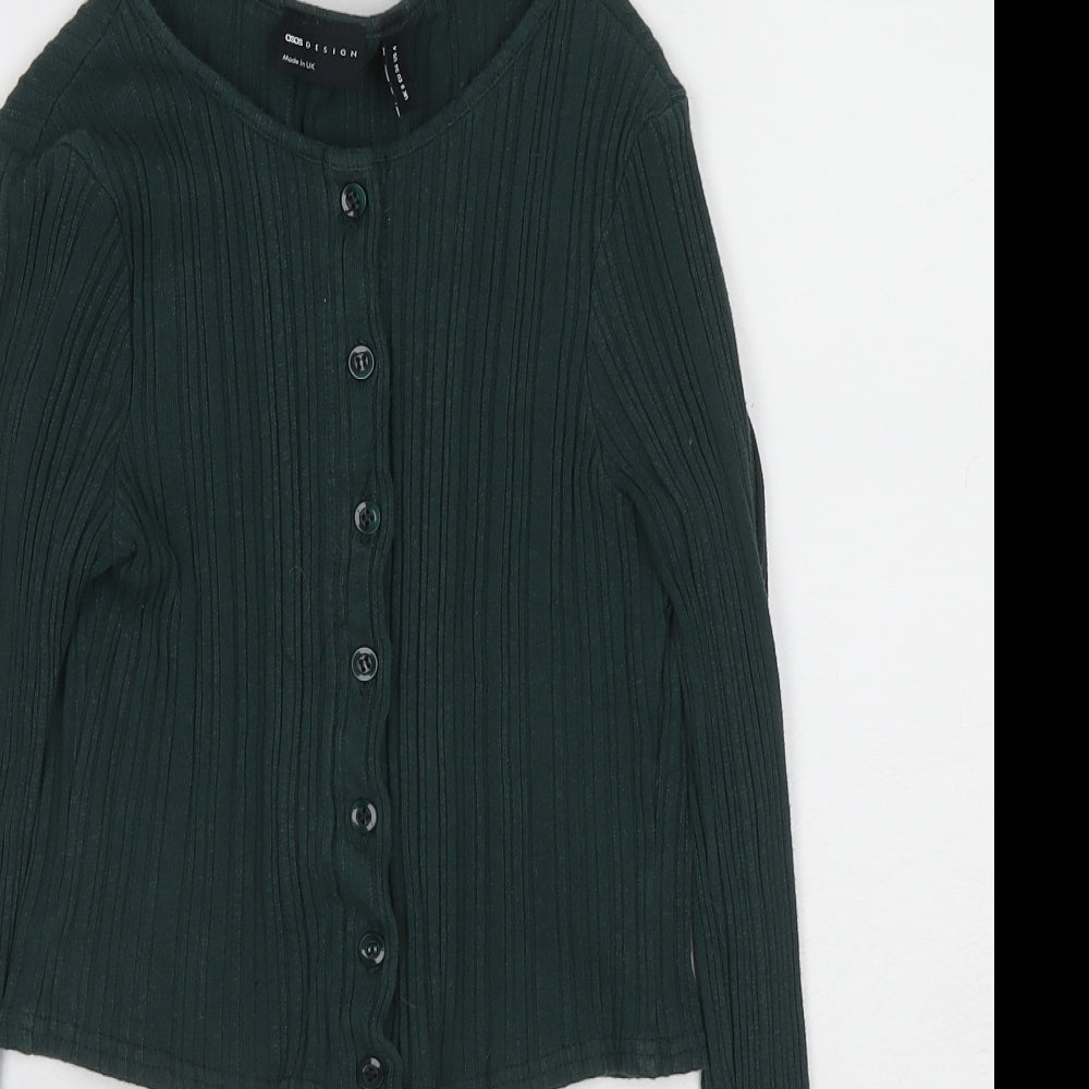 ASOS Womens Green Round Neck Cotton Cardigan Jumper Size 8
