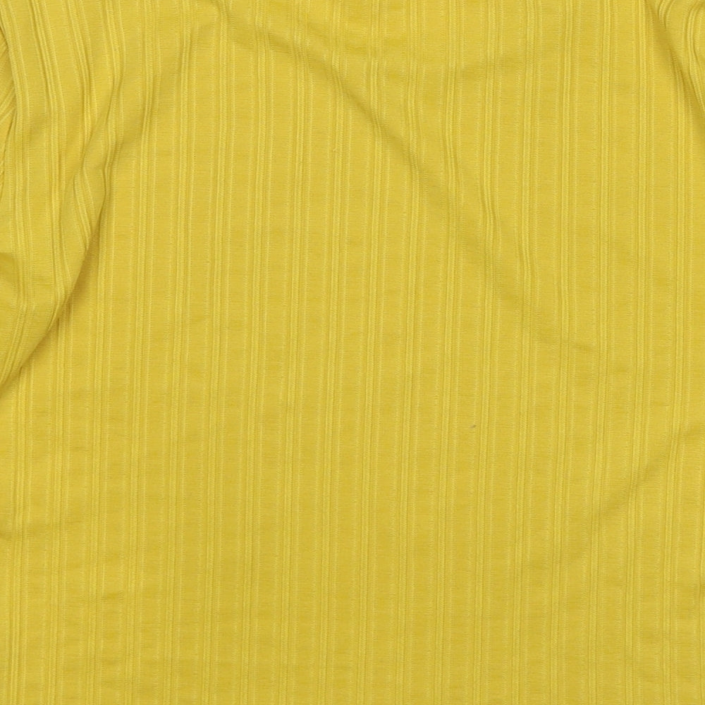 Miss Selfridge Womens Yellow Polyester Basic T-Shirt Size 10 Crew Neck - Textured