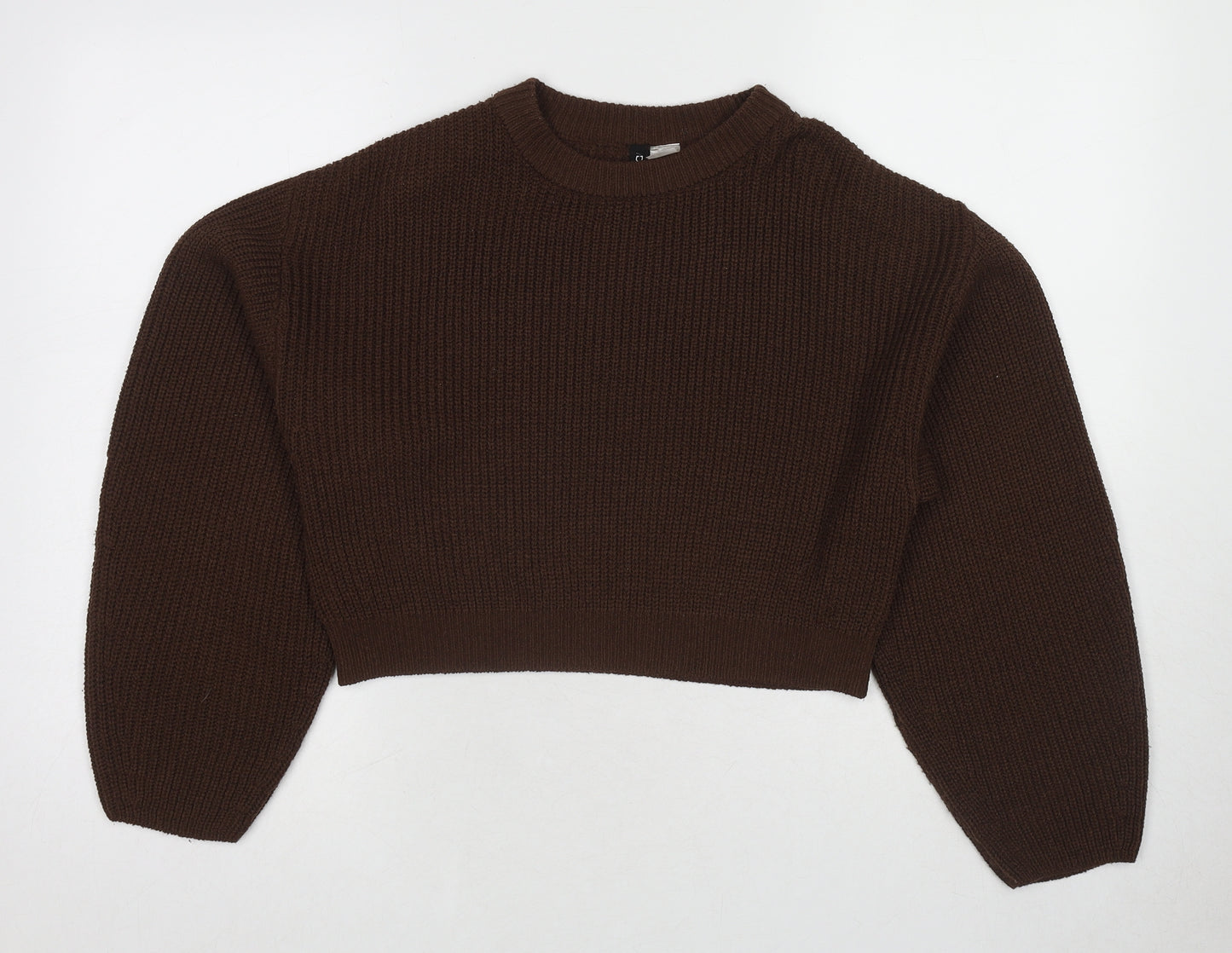 Divided by H&M Womens Brown Round Neck Acrylic Pullover Jumper Size XS