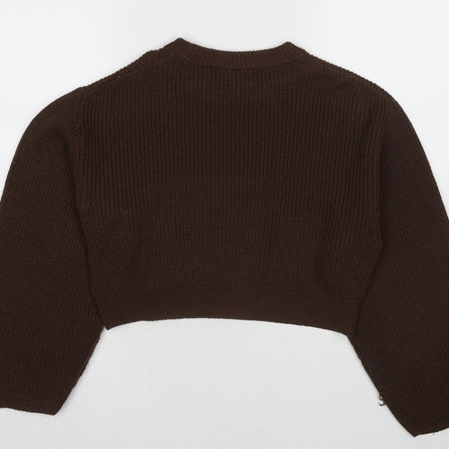 Divided by H&M Womens Brown Round Neck Acrylic Pullover Jumper Size XS