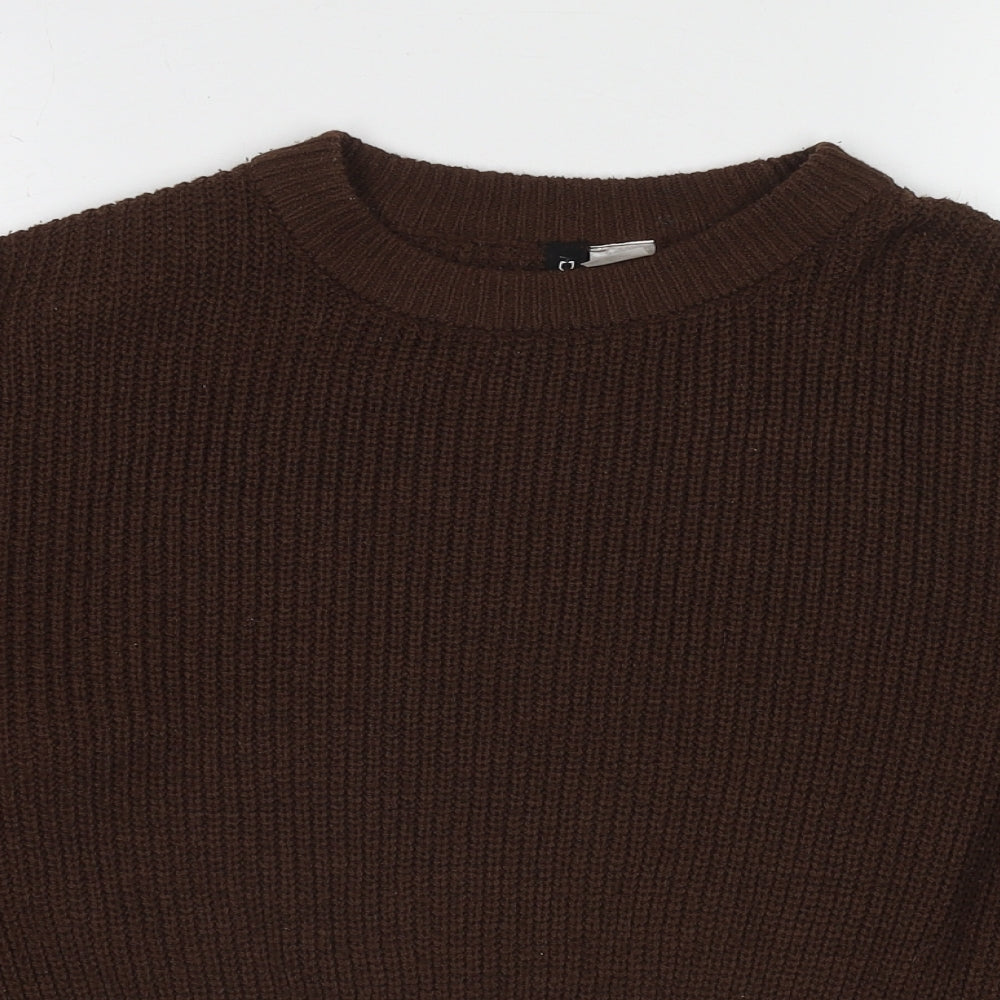 Divided by H&M Womens Brown Round Neck Acrylic Pullover Jumper Size XS