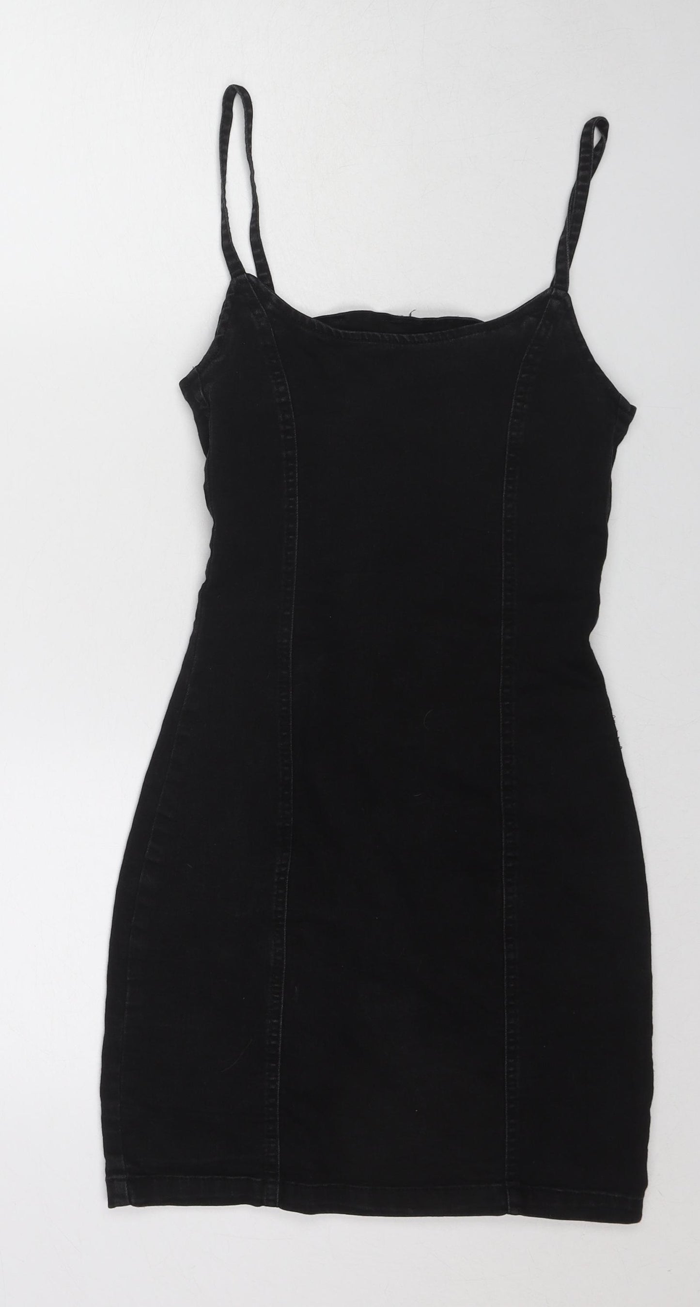 Divided by H&M Womens Black Cotton Tank Dress Size 6 Scoop Neck Zip