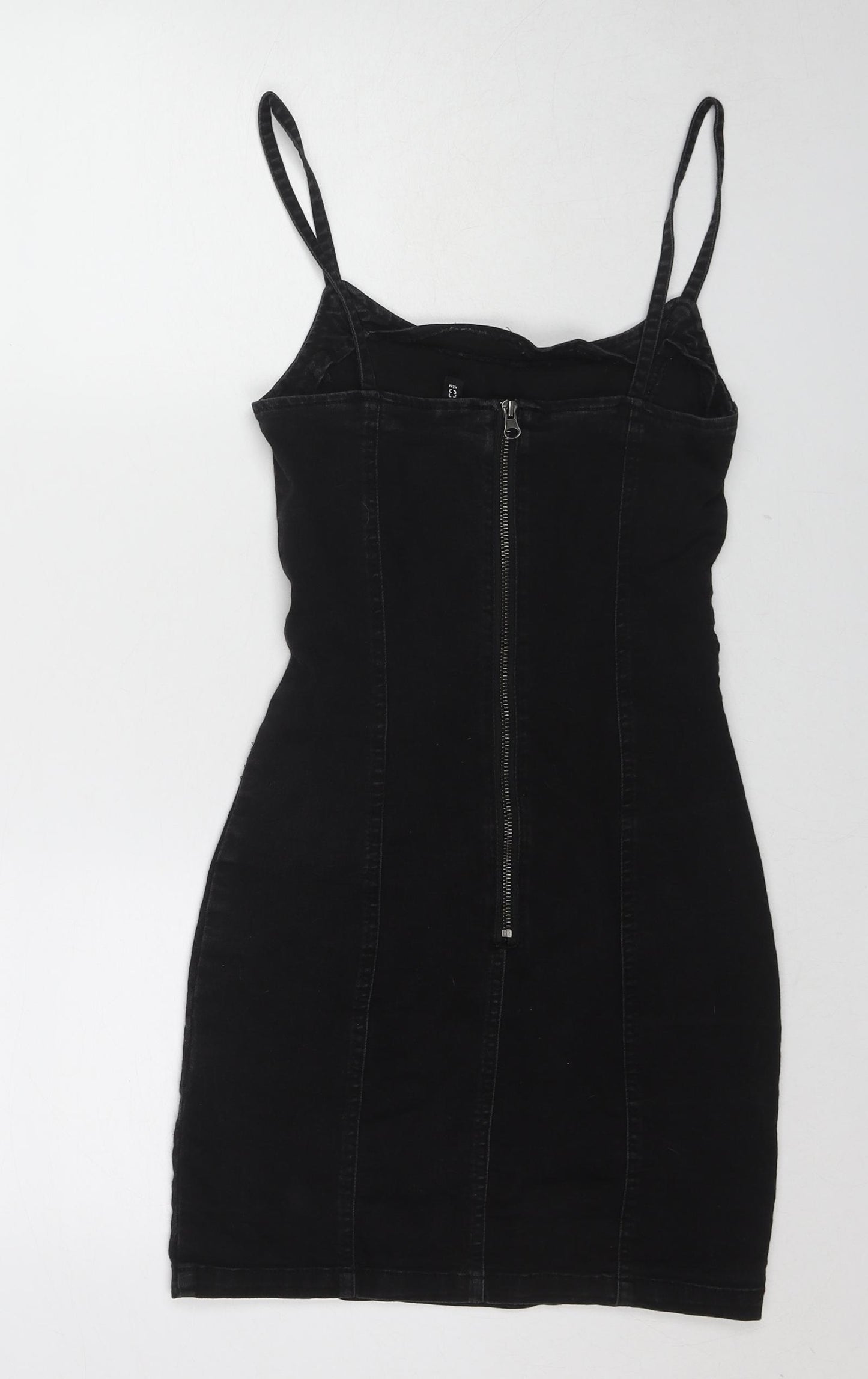 Divided by H&M Womens Black Cotton Tank Dress Size 6 Scoop Neck Zip