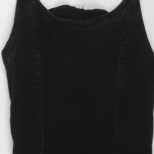 Divided by H&M Womens Black Cotton Tank Dress Size 6 Scoop Neck Zip