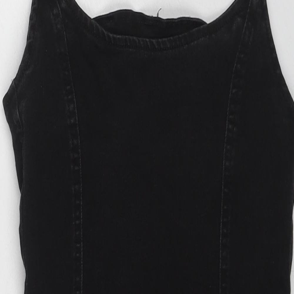 Divided by H&M Womens Black Cotton Tank Dress Size 6 Scoop Neck Zip