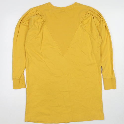 River Island Womens Yellow Cotton Mini Size S Crew Neck Pullover