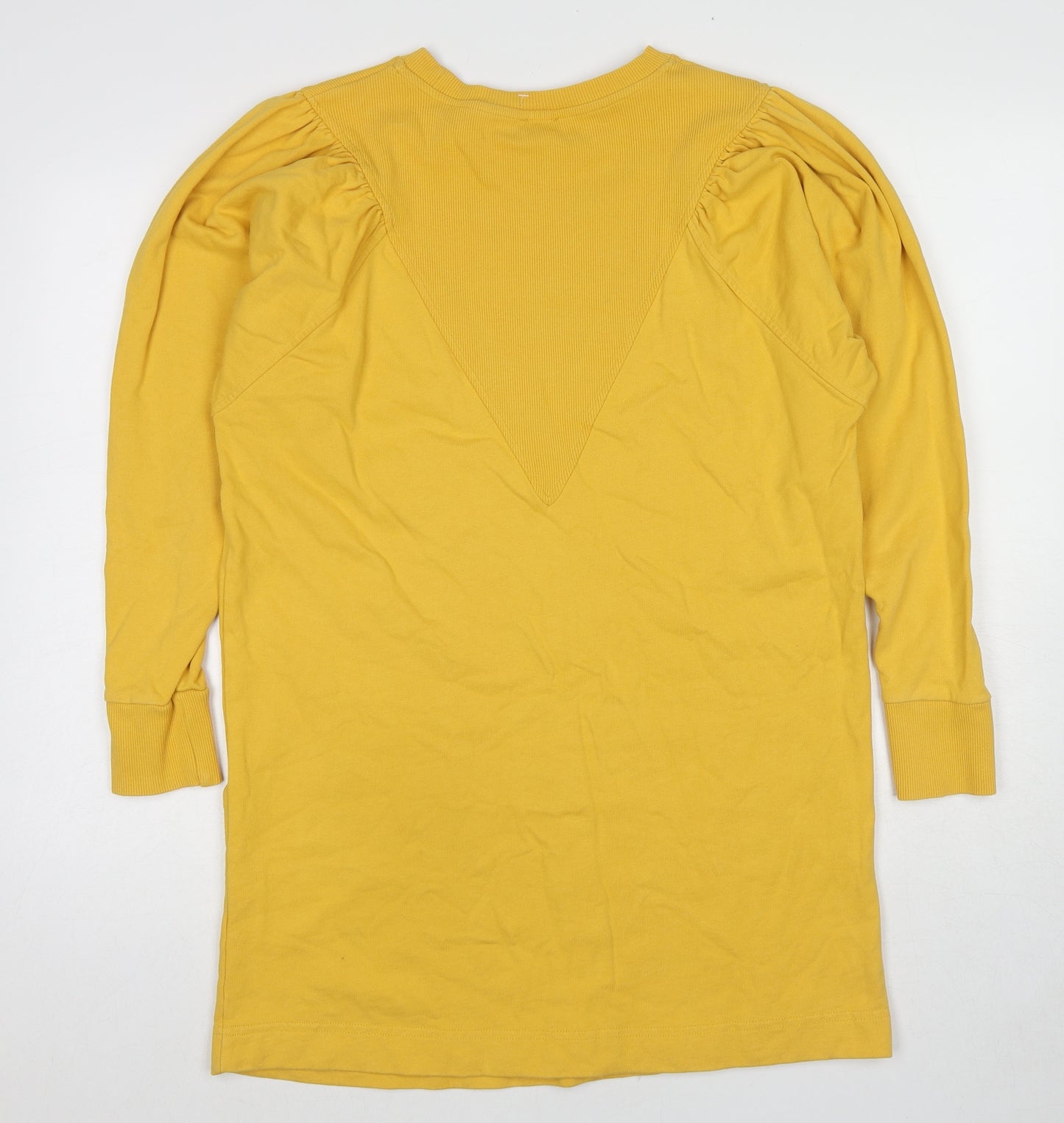 River Island Womens Yellow Cotton Mini Size S Crew Neck Pullover