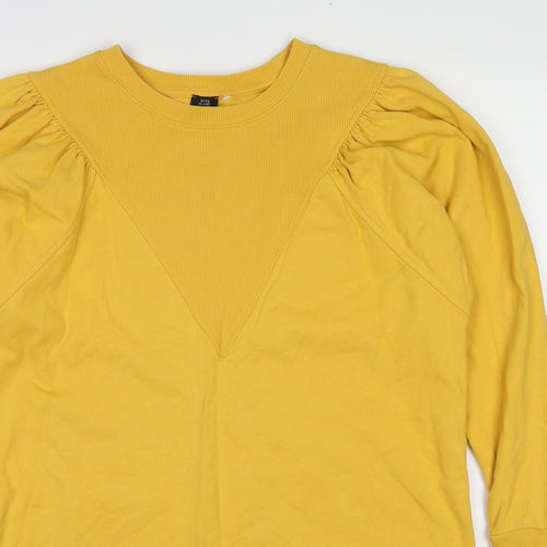 River Island Womens Yellow Cotton Mini Size S Crew Neck Pullover