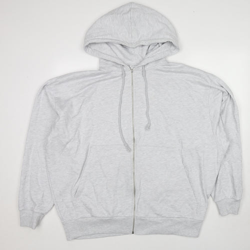 COLLUSION Womens Grey Cotton Full Zip Hoodie Size 14 Pullover