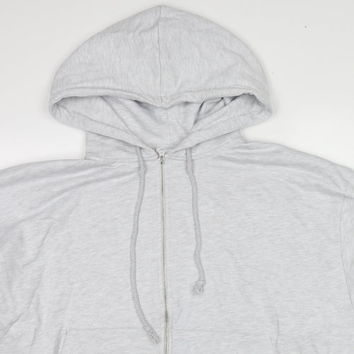 COLLUSION Womens Grey Cotton Full Zip Hoodie Size 14 Pullover