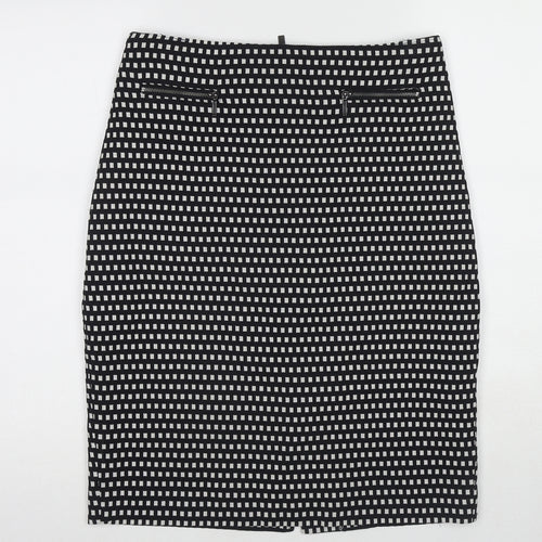 Marks and Spencer Womens Black Geometric Polyester Straight & Pencil Skirt Size 30 in Zip
