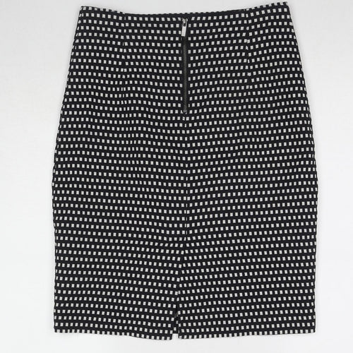Marks and Spencer Womens Black Geometric Polyester Straight & Pencil Skirt Size 30 in Zip