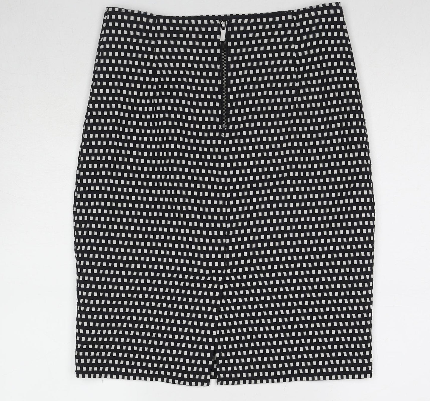 Marks and Spencer Womens Black Geometric Polyester Straight & Pencil Skirt Size 30 in Zip