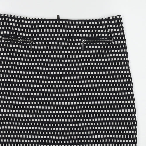 Marks and Spencer Womens Black Geometric Polyester Straight & Pencil Skirt Size 30 in Zip