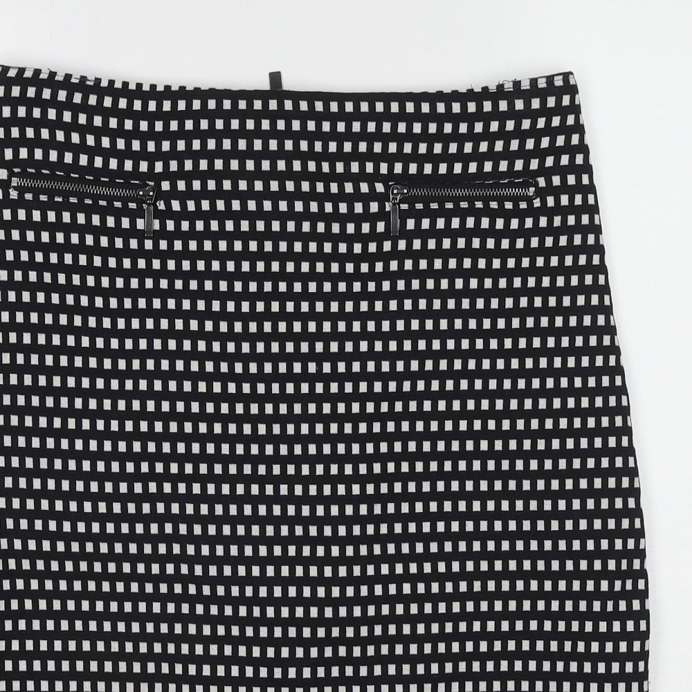 Marks and Spencer Womens Black Geometric Polyester Straight & Pencil Skirt Size 30 in Zip