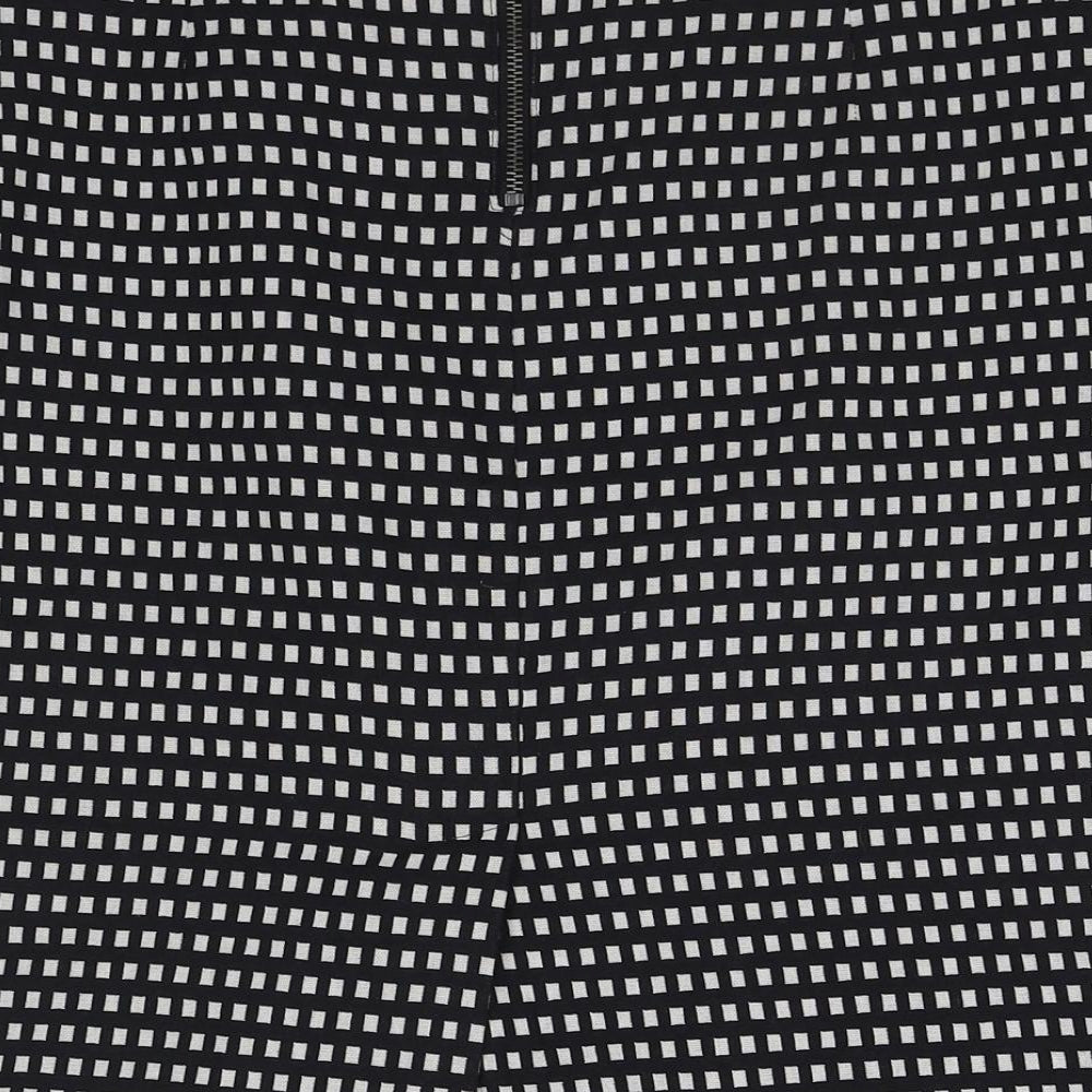 Marks and Spencer Womens Black Geometric Polyester Straight & Pencil Skirt Size 30 in Zip