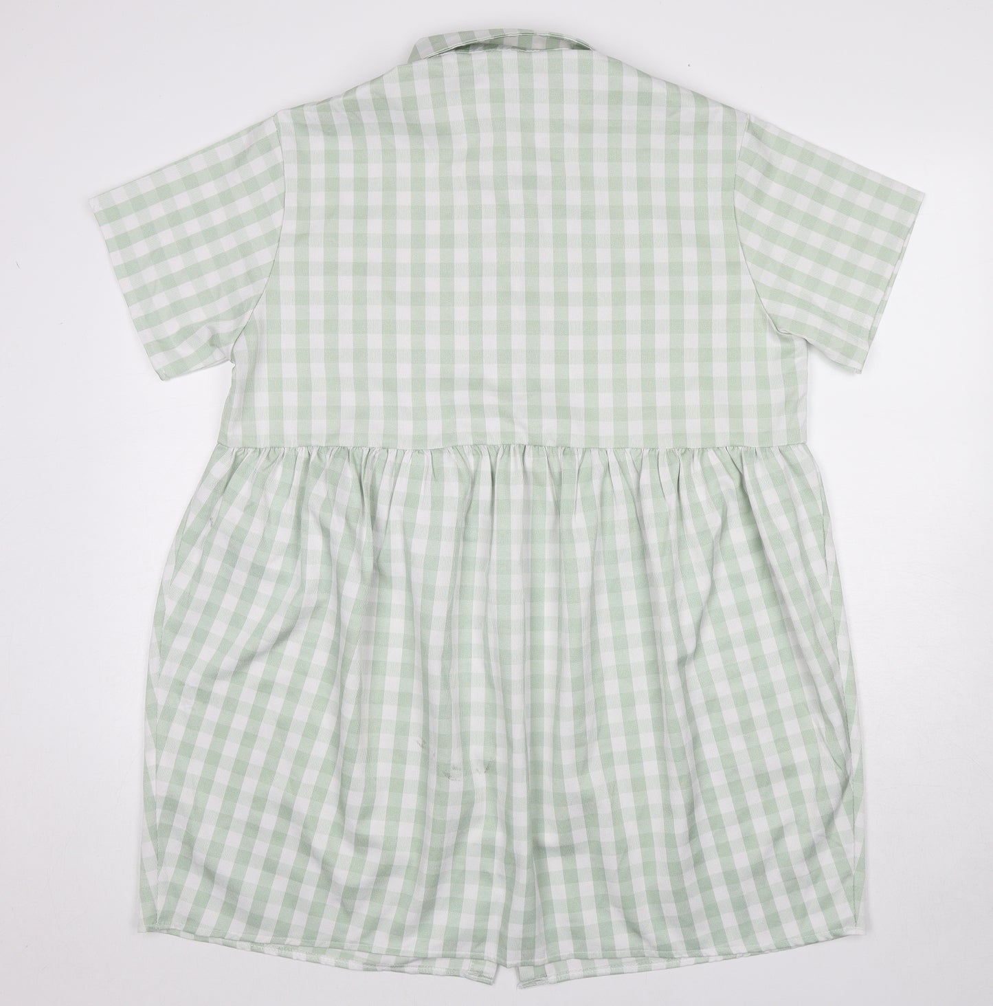 Missguided Womens Green Check Polyester Shirt Dress Size 12 Collared Button