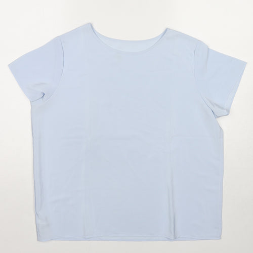 St Michael Womens Blue Polyester Basic T-Shirt Size 16 Round Neck
