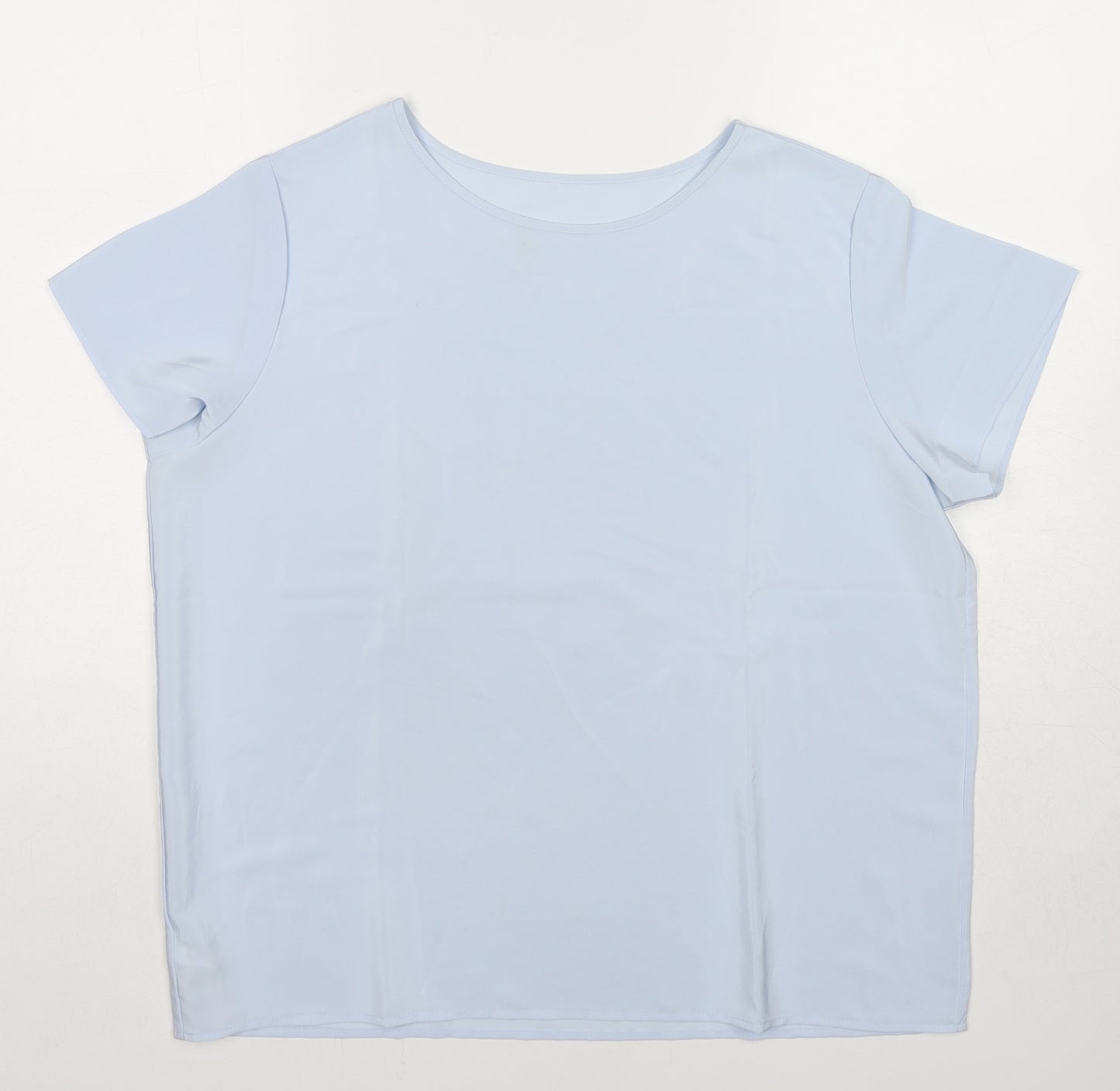 St Michael Womens Blue Polyester Basic T-Shirt Size 16 Round Neck