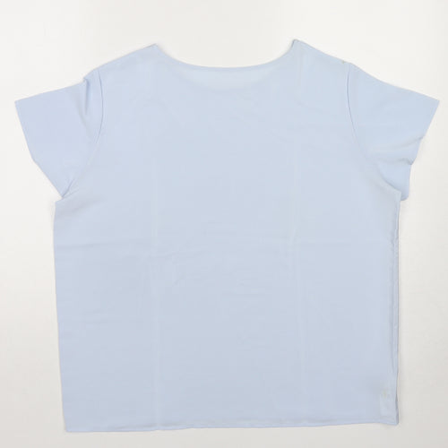 St Michael Womens Blue Polyester Basic T-Shirt Size 16 Round Neck