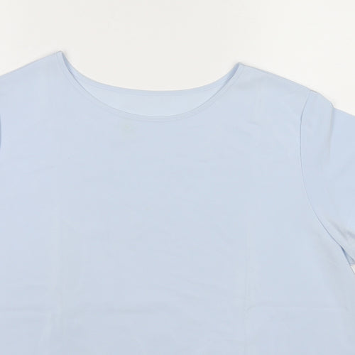 St Michael Womens Blue Polyester Basic T-Shirt Size 16 Round Neck